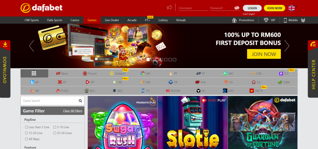 Dafabet malaysia casino homepage view