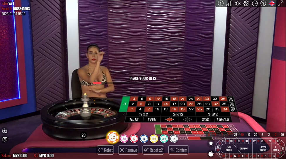 Roulette dealer from Vivo Gaming is spinning the roulette ball in Roulette tables