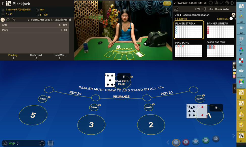 Dealer are dealing card at Blackjack tables by gameplay interactive