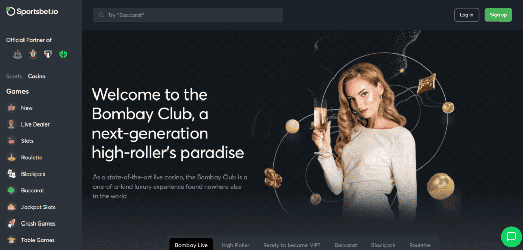 Sportsbet.io Casino Homepage View