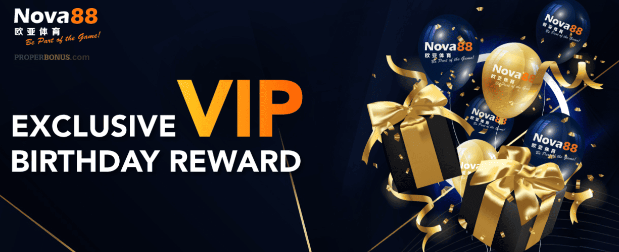 Nova88 Birthday Bonus with birthday box and baloon of Nova88