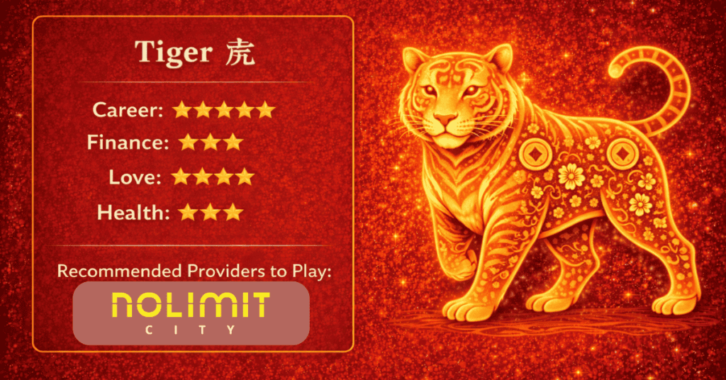 Reddish glow tiger with floral patterns, zodiac symbols, and glowing accents.