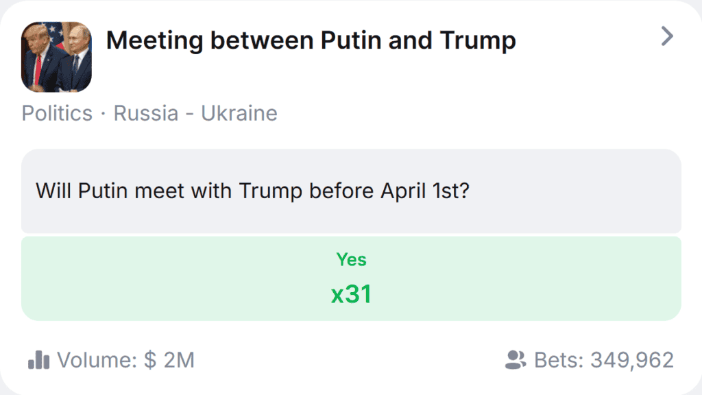 Meeting between Vladimir Putin and Donald Trump discussing Ukraine.