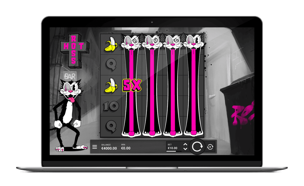 Hacksaw Gaming slot game featuring cartoon cat symbols and bonus multipliers, ideal for online casin.