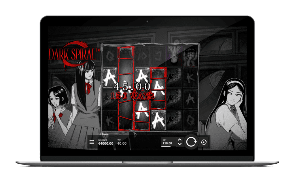 Dark Spiral slot game with anime characters and 180 ways to win in 2026.