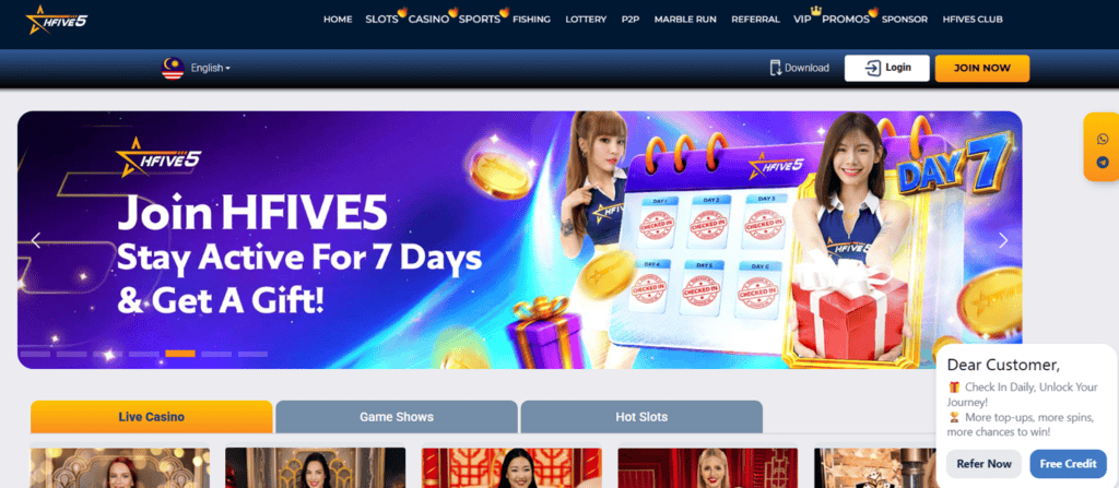 HFIVE5 promotional banner with active women and gaming elements.