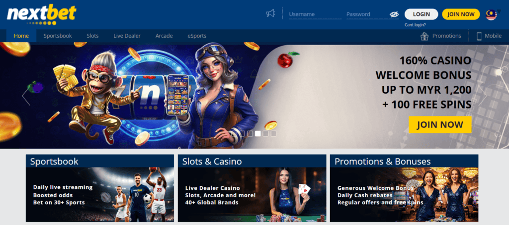 NEXTBET online casino platform with bonuses and free spins.