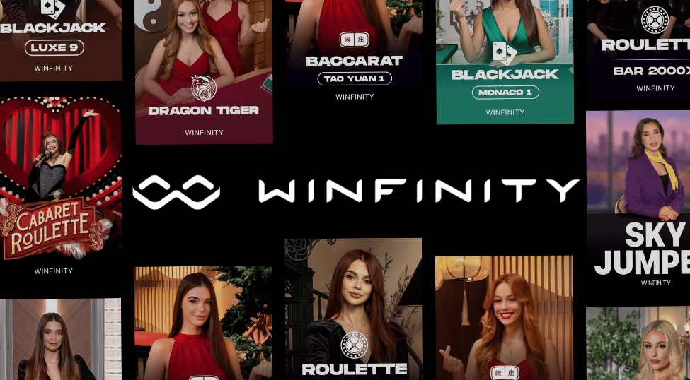 Online casino game selection with blackjack, roulette, baccarat, and more at Winfinity.
