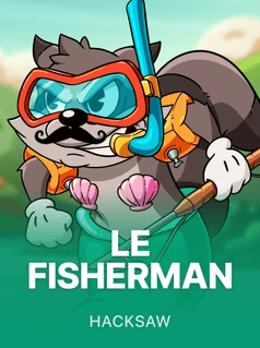 Cartoon fisherman character with snorkel and fishing rod for Hacksaw Gaming slots.
