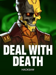 Skull character from Hacksaw Gaming slot game with green background.