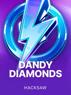 Dandy Diamonds slot game logo with lightning bolt and vibrant colors.