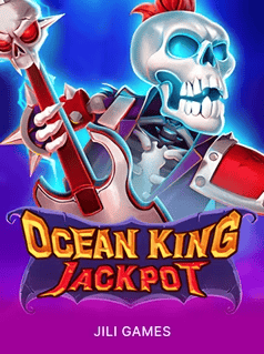 Skeleton warrior holding a fishing rod in Ocean King Jackpot game.