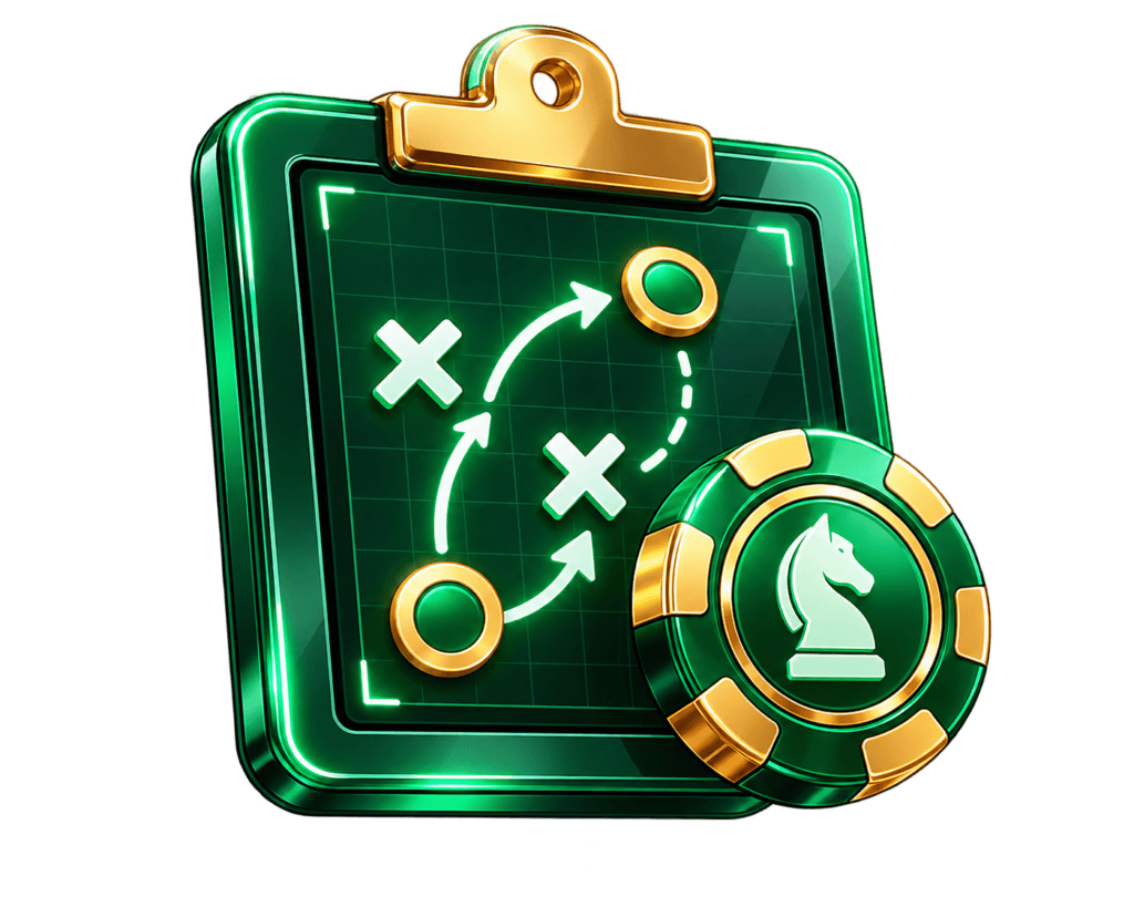 Digital roulette strategy board with chess piece and betting chips.