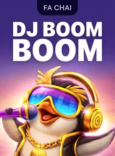 DJ Boom Boom penguin character with headphones and microphone at Fa Chai Gaming.