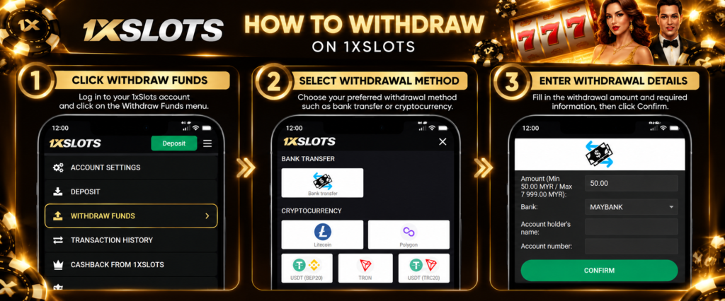 ProperBonus 1xSlots withdrawal steps screenshot Malaysia 2026.