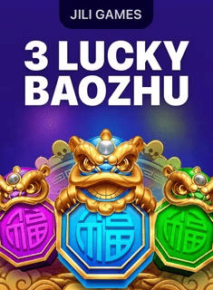 Image of JILI Lucky Baozhu game with colorful lion statues and symbols.