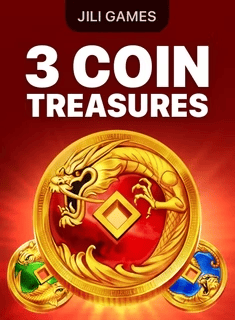 Three coin treasures from JILI Games with dragon and gold coin imagery.